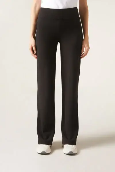 Pantaloni a Palazzo con Cashmere Donna Nero