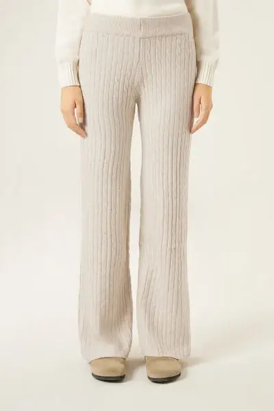 Pantaloni a Palazzo Treccia Donna Naturale