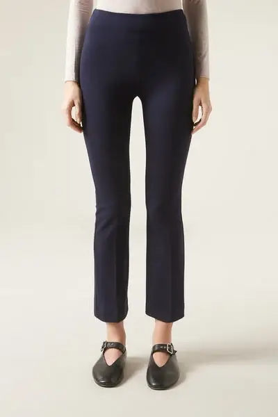 Pantaloni a Zampa Cropped Donna Blu