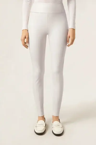 Pantaloni Effetto Pelle Termici Donna Naturale