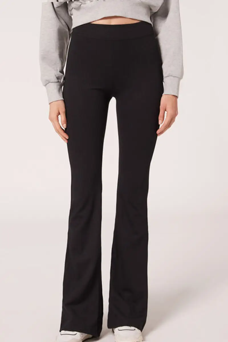 Calzedonia Pantaloni Flare Donna Nero Taglia L