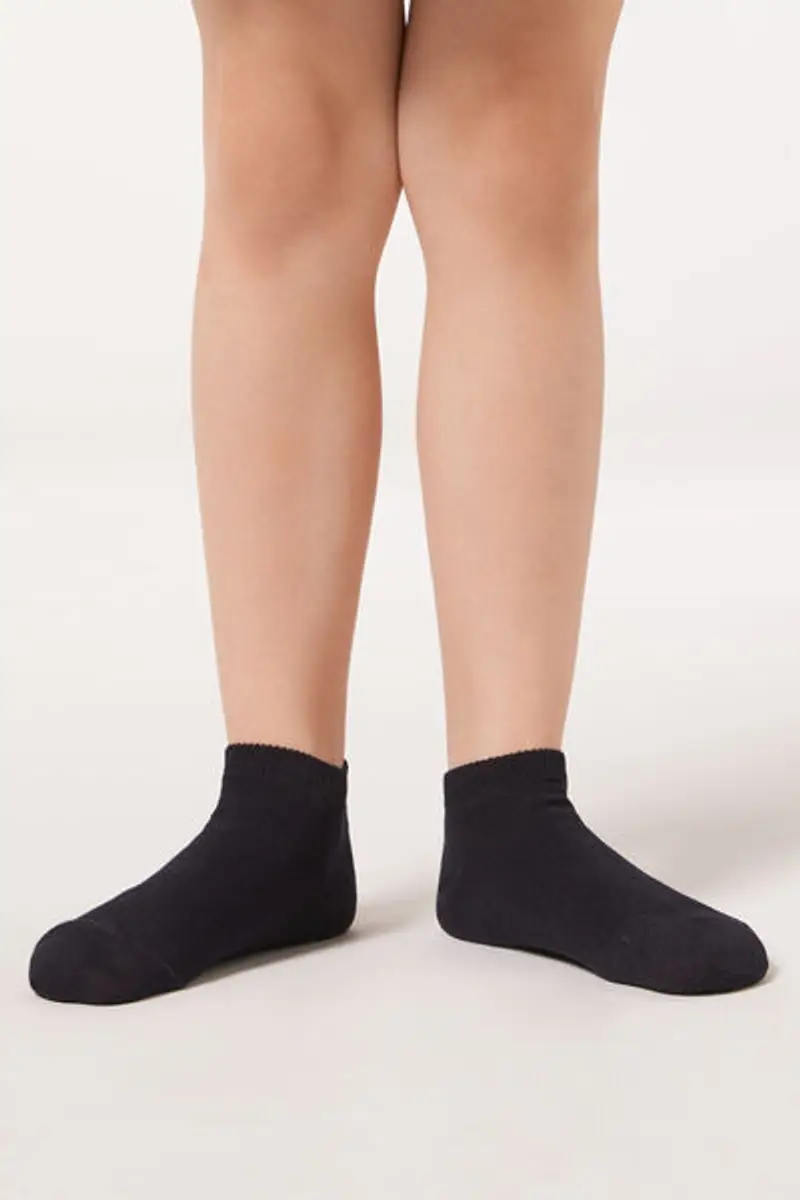 Calzedonia Pedulini da Bambino in Cotone Unisex Blu Taglia 25-27