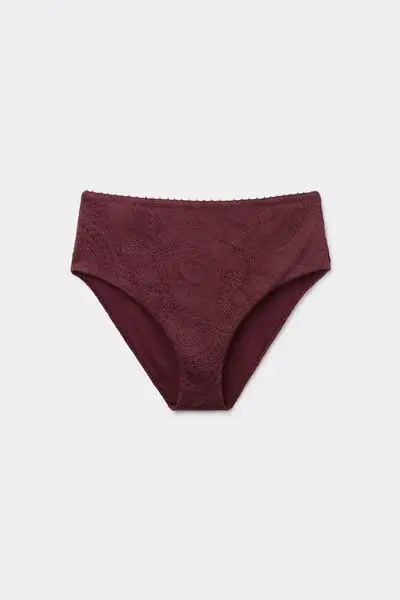 Slip Alto Costume Precious Jacquard Donna Bordeaux