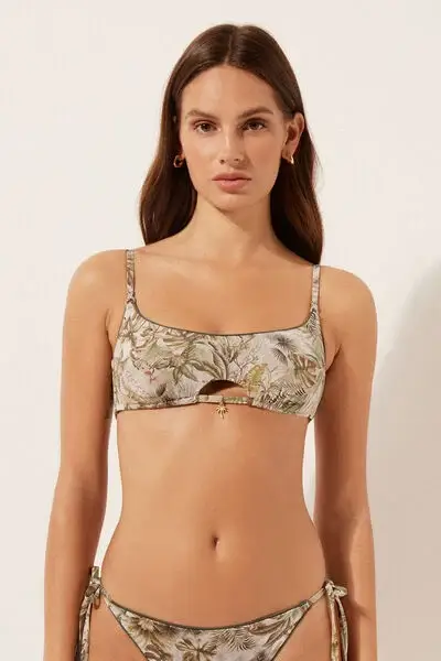 Top Canotta Costume Tropical Foliage Donna Multicolore