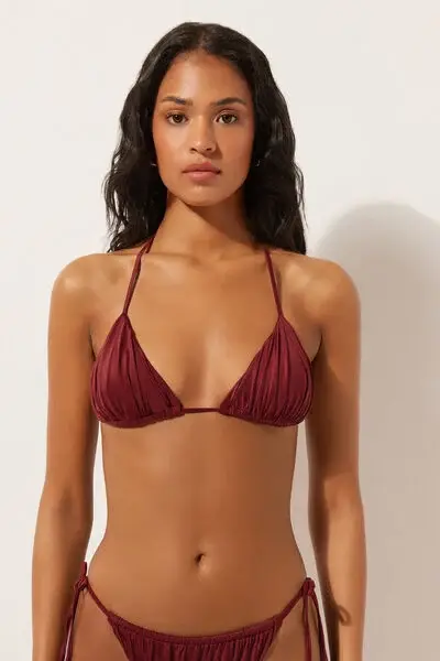 Triangolo Costume Shiny Satin Donna Rosso