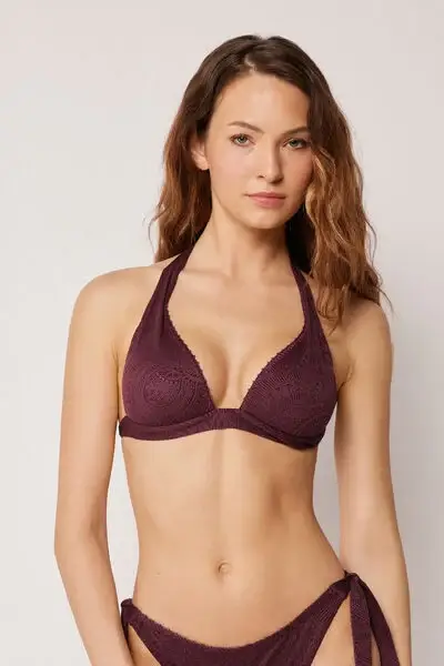 Triangolo Imbottito Costume Precious Jacquard Donna Bordeaux