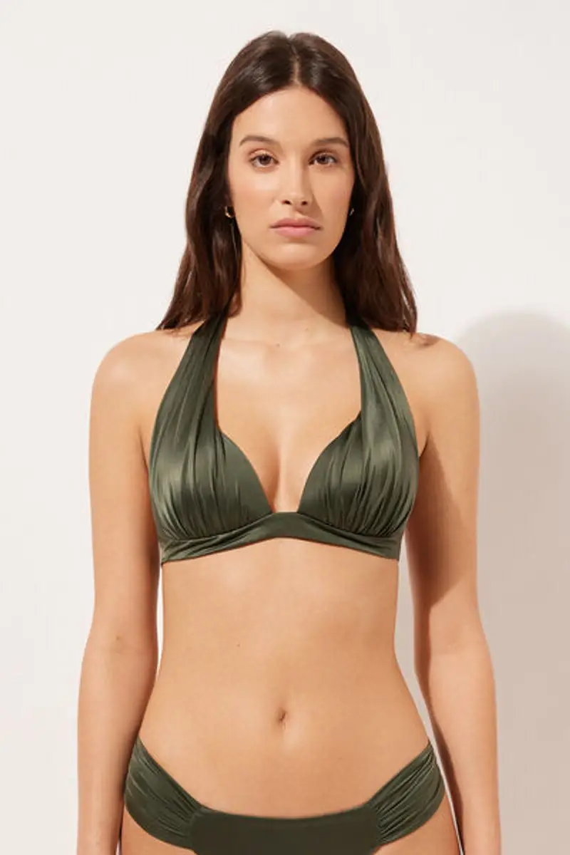 Calzedonia Triangolo Imbottito Graduato Costume Shiny Satin Donna Taglia 2