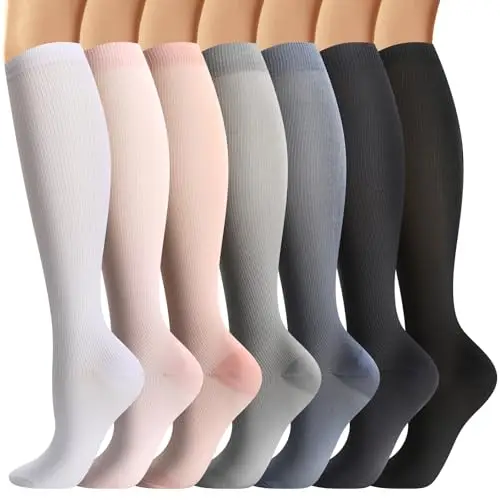 Calzini a compressione (7 paia) per donne e uomini circolazione, 20-30 mmhg, calzini alti sono il miglior supporto per