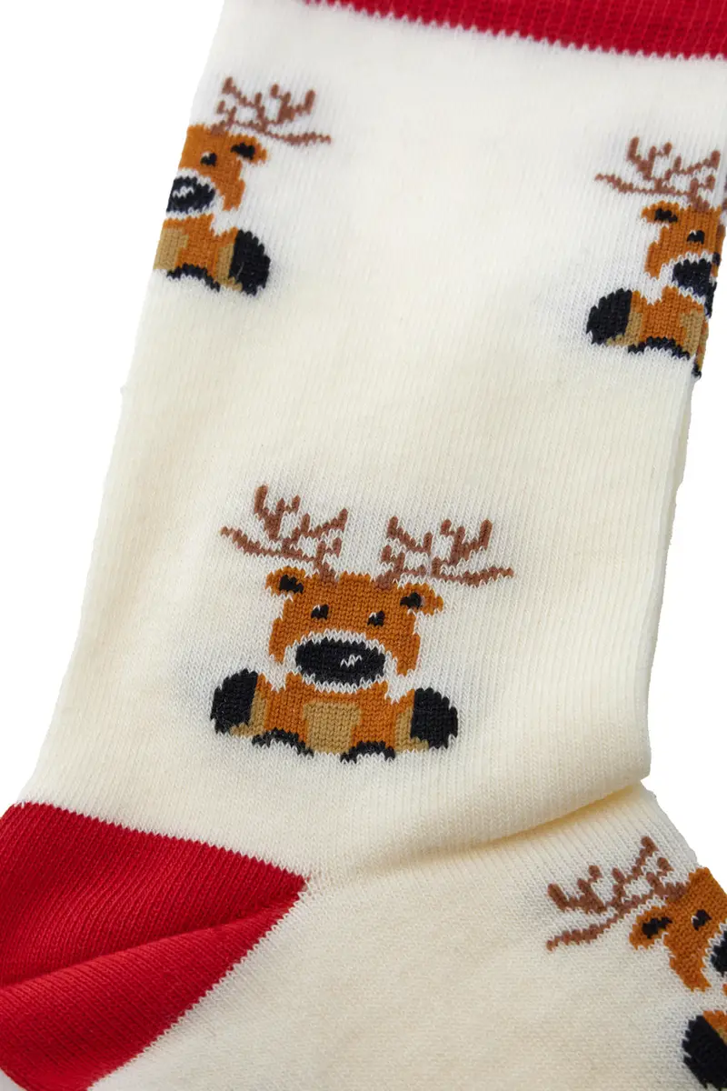 Calzini Bianchi Con Renne Taglia Unica Natalizi Crazy Socks 016 miniatura 2