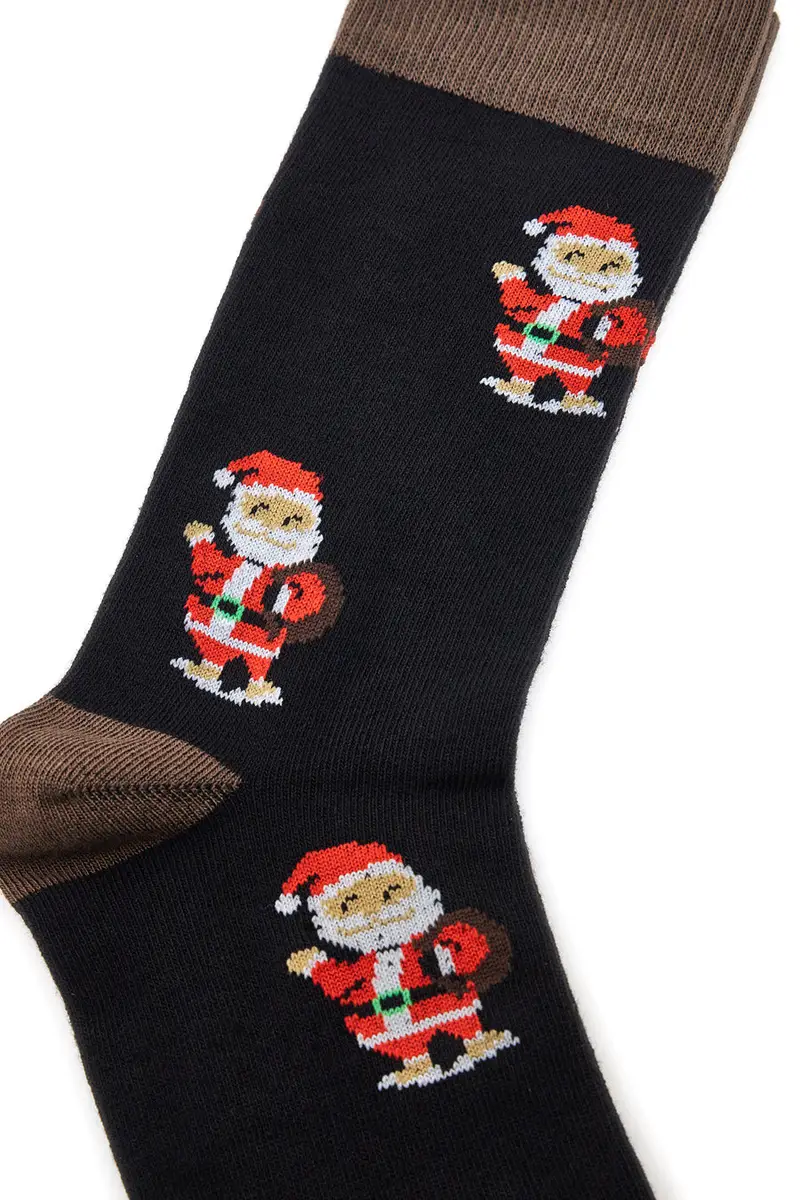 Calzini Neri Con Babbo Natale Taglia Unica Natalizi Crazy Socks 018 miniatura 3