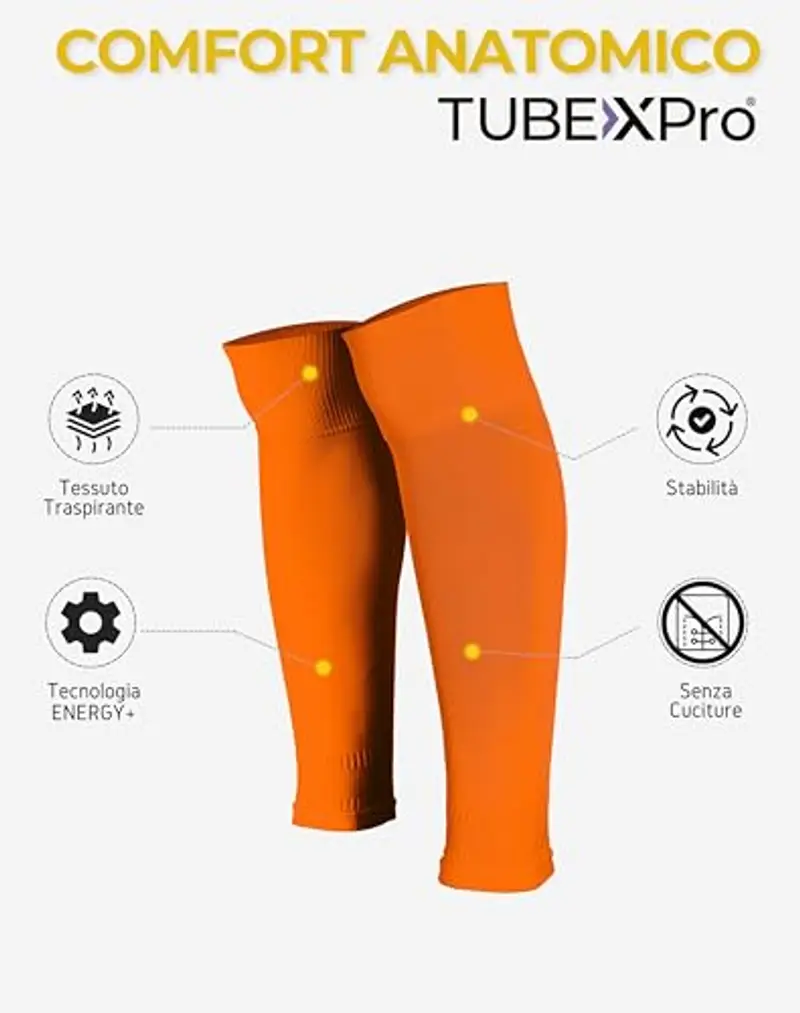 Calzino Tubolare Calcio, TUBEXPro, Arancione, Misura Unica, GEARXPro Sports miniatura 3
