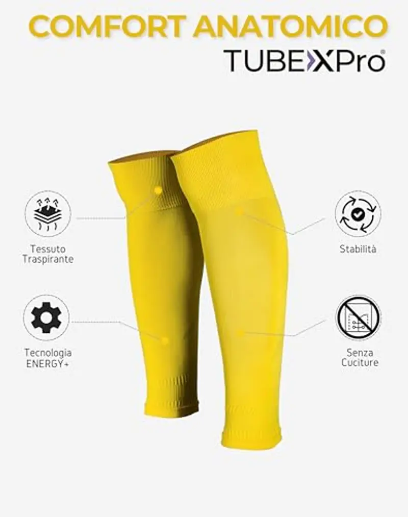 Calzino Tubolare Calcio, TUBEXPro, Giallo, Misura Unica, GEARXPro Sports miniatura 3