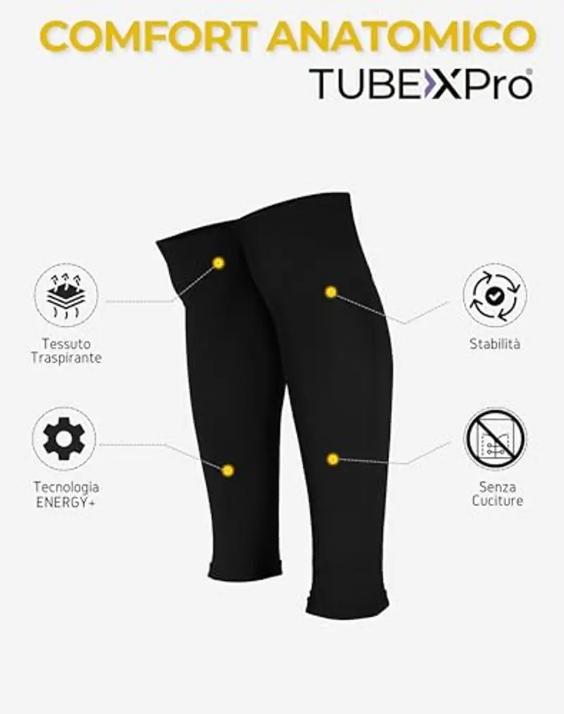 Calzino Tubolare Calcio, TUBEXPro, Misura Unica, GEARXPro Sports (1, Nero) miniatura 3