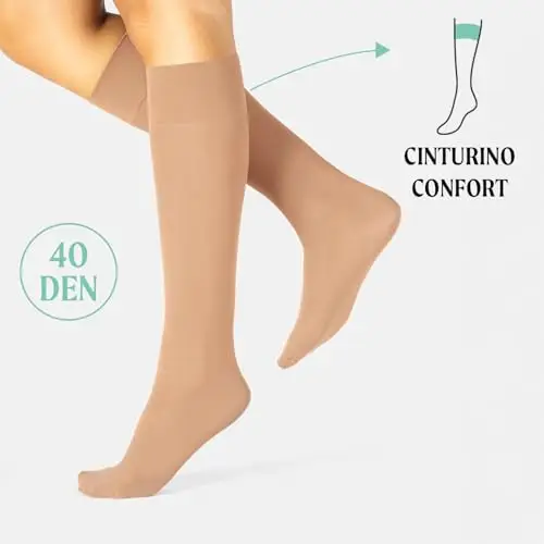 CALZITALY 4 Paia Calzettoni in Microfibra Coprente, Gambaletti Opaco Donna, Nero, Blu, Verde, Giallo, 40 DEN, Made in miniatura 2