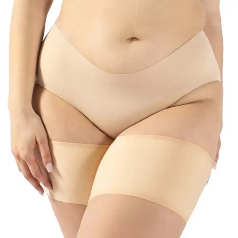 CALZITALY Bande Anti Sfregamento Lisce | Fasce Elastiche per Sfregamento Cosce Curvy| Nero, Naturale | A, B, C, D, E, F | Made in Italy (B: 58-61 cm, Naturale)