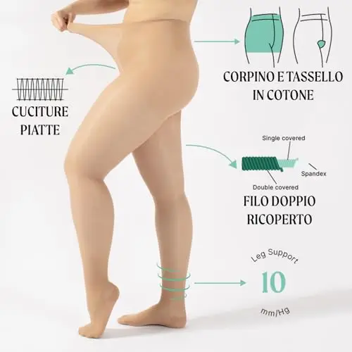 CALZITALY Collant Riposante, Compressione Forte 10mm/Hg, 70 DEN, S, M, L, XL, XXL, 3XL, 4XL, Made in Italy miniatura 2