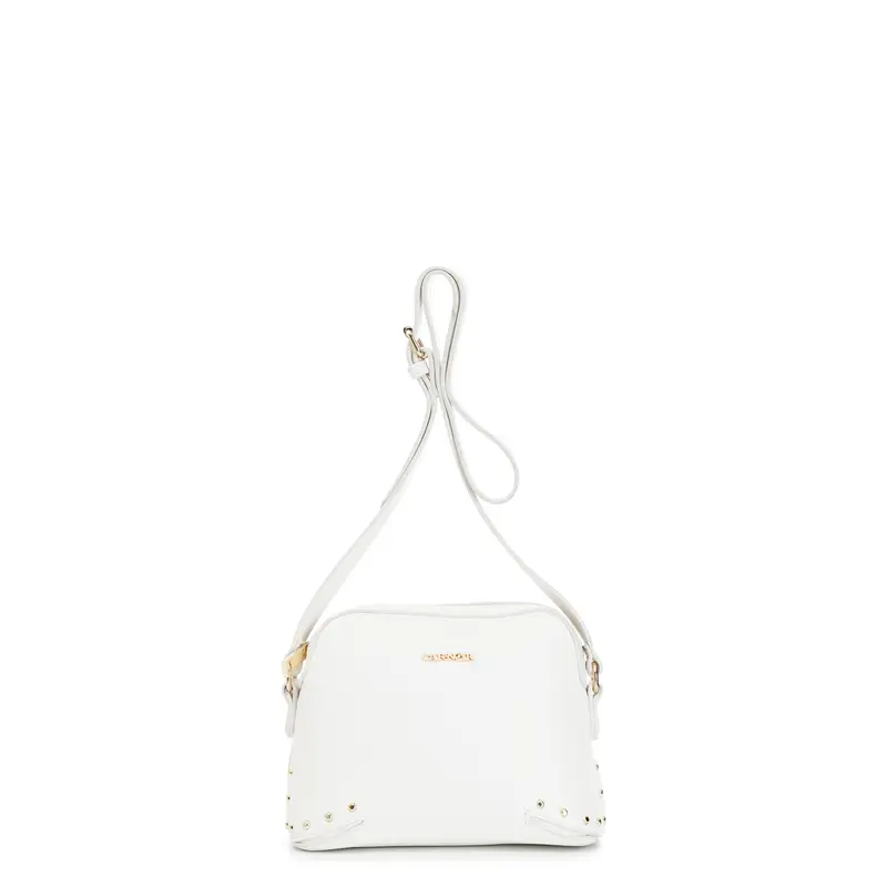 camera bag con applicazione di rivetti bianco