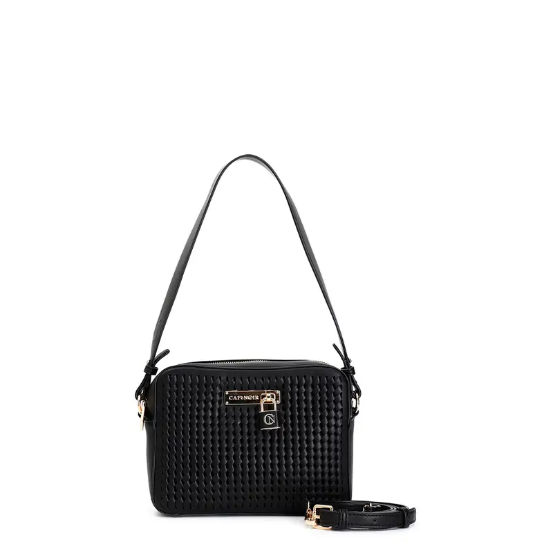 camera bag con infilatura e accessorio lucchetto nero taglia unica