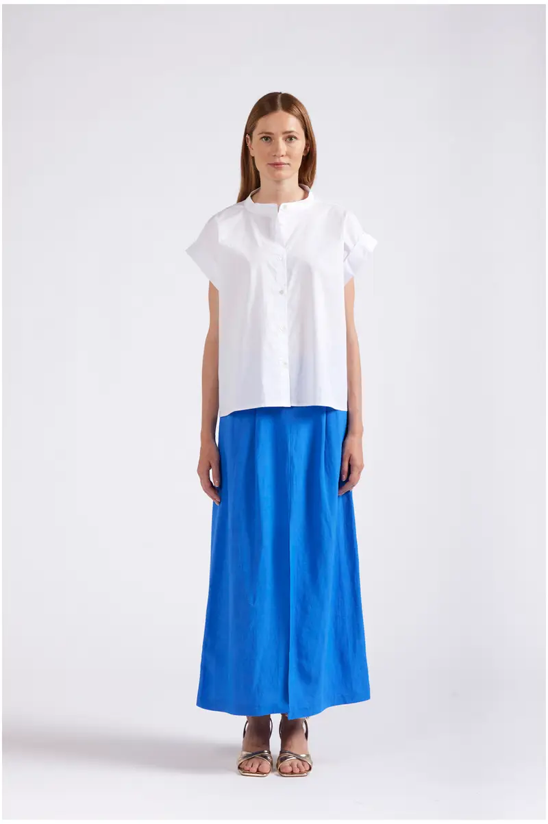 camicetta con colletto tipo coreana bianco s