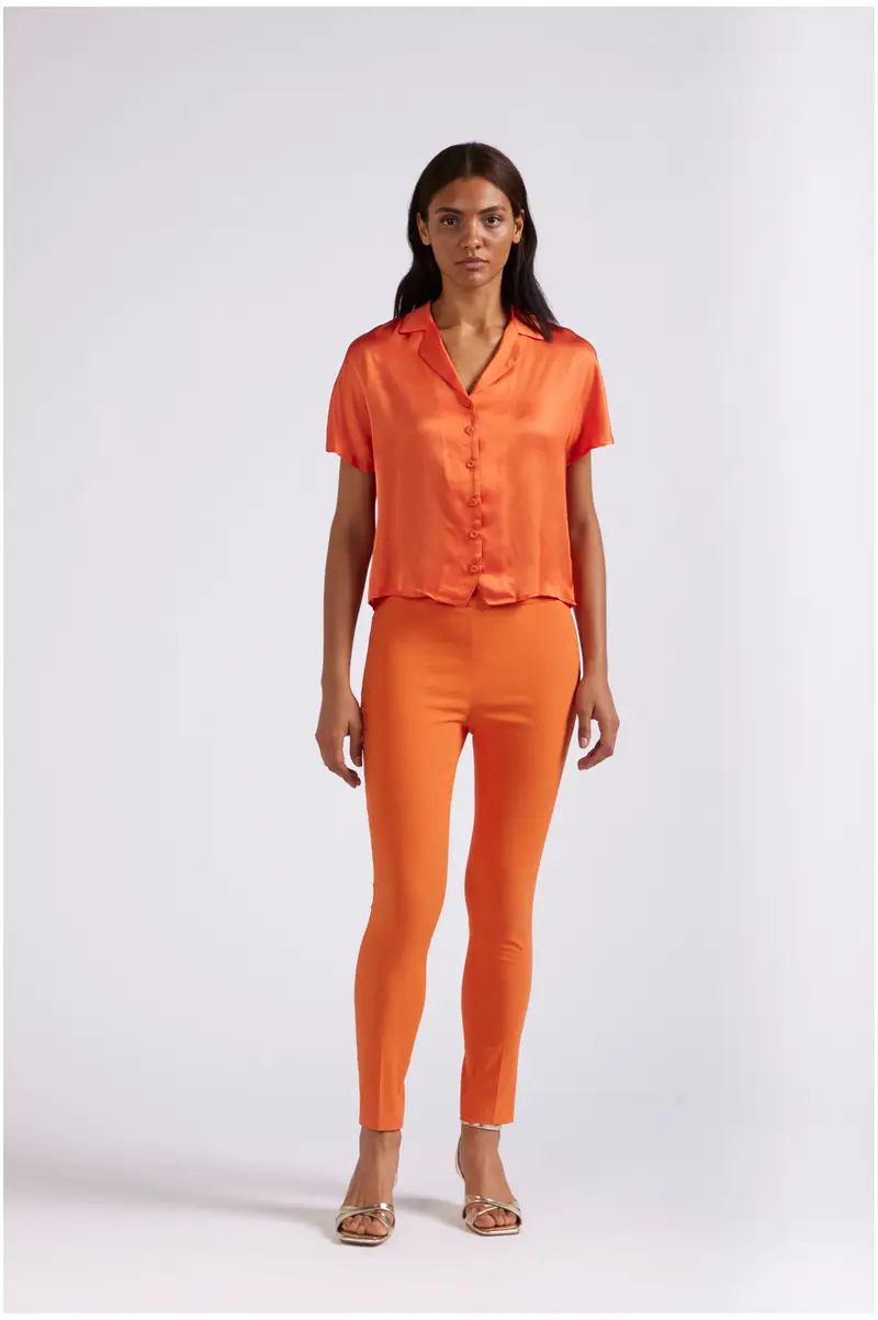 camicetta corta in satin arancio s