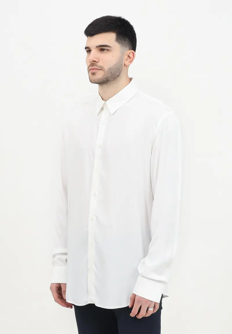 Camicia a manica lunga bianca da uomo