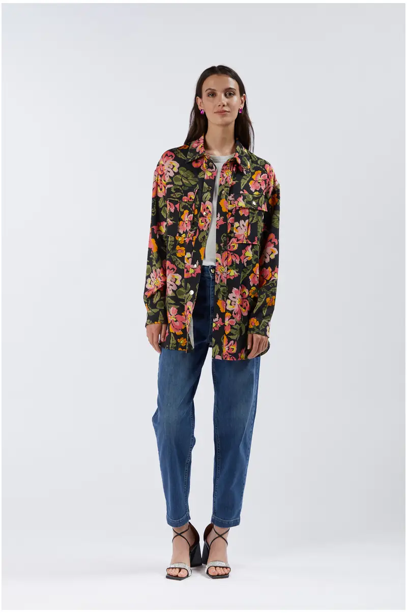 camicia ampia stampata jungle flower s