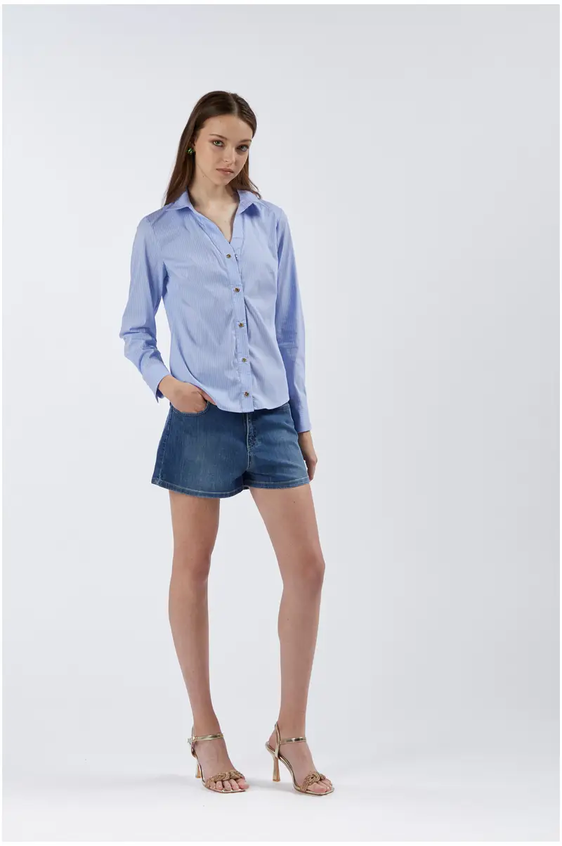 camicia avvitata in tessuto rigato multiriga xl