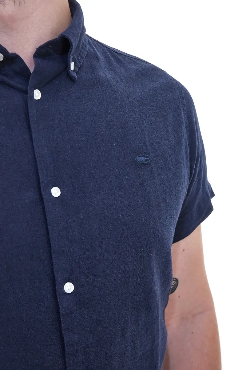 Camicia Blu a Maniche Corte in Misto Lino NO LIMITS MASH010S24 miniatura 2