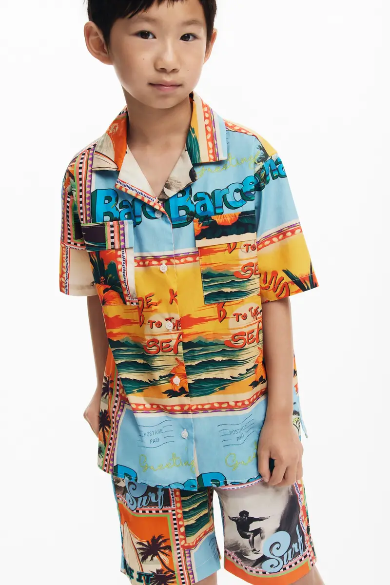 Camicia cartoline tropicali