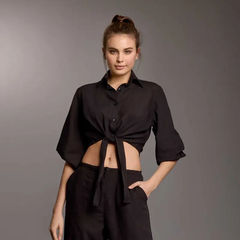 CAMICIA CON NODO EDDA | Colore: Nero | Taglia: L