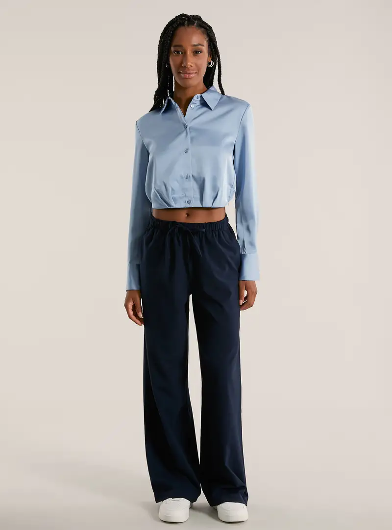 Camicia cropped in satin