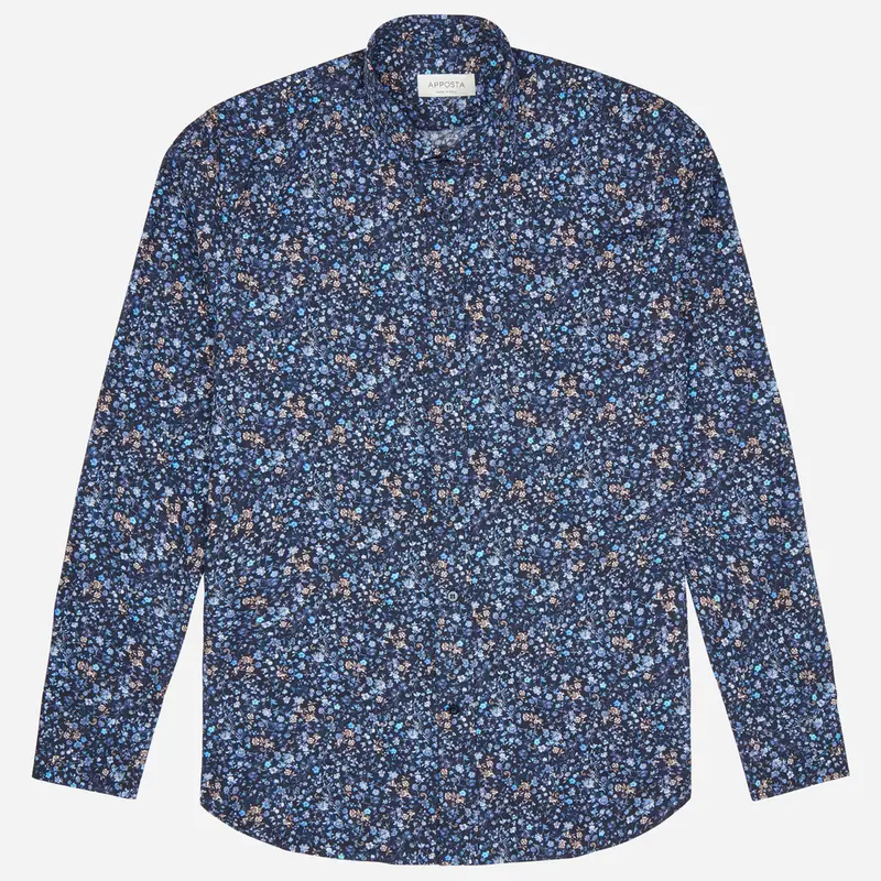 Camicia disegni a fiori multi cotone popeline, collo stile collo francese aggiornato a punte corte miniatura 2