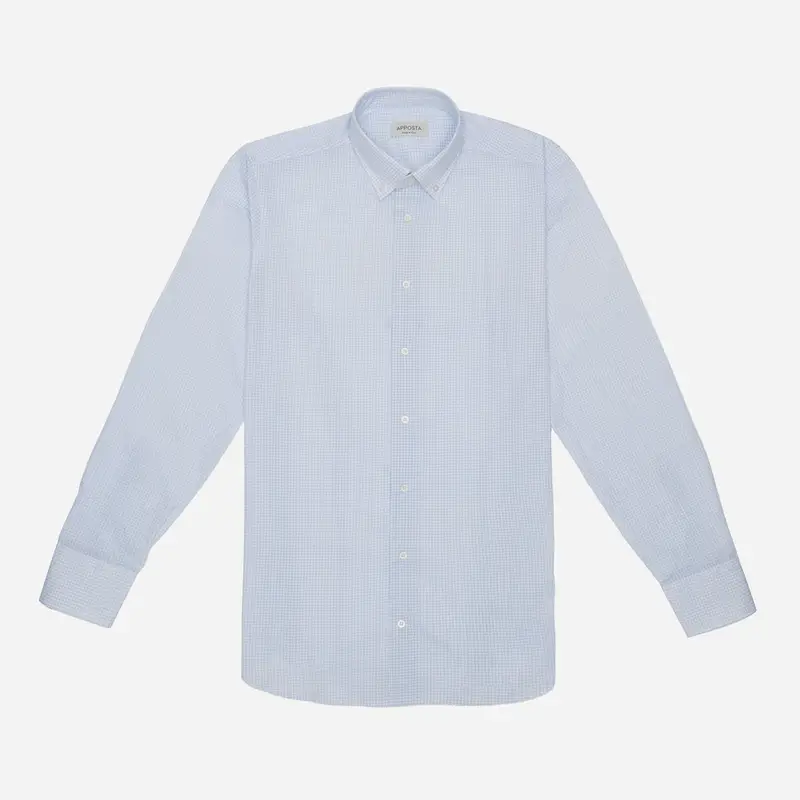 Camicia disegni a pois azzurro cotone popeline, collo stile collo button down piccolo miniatura 2