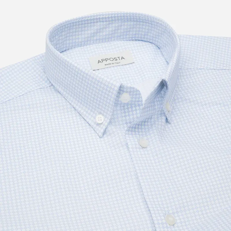 Camicia disegni a pois azzurro cotone popeline, collo stile collo button down piccolo miniatura 3