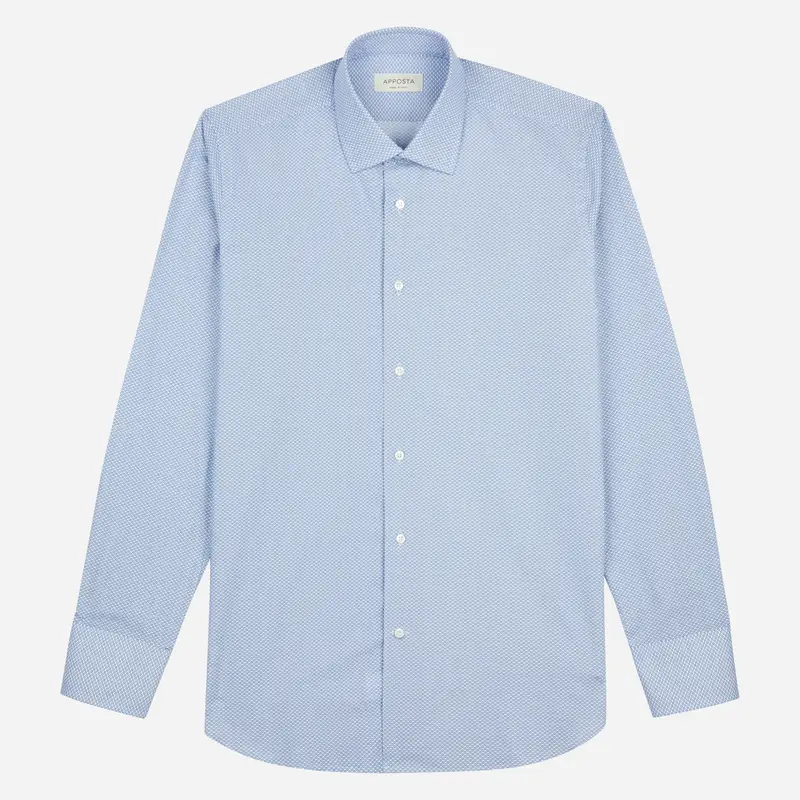 Camicia disegni a pois azzurro cotone popeline, collo stile collo italiano aggiornato a punte corte miniatura 2