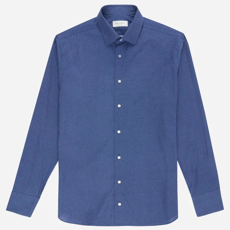Camicia disegni a pois blu flanella twill, collo stile collo italiano aggiornato a punte corte miniatura 2