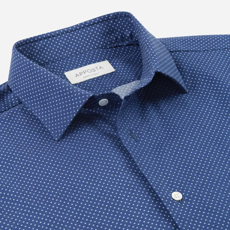 Camicia disegni a pois blu flanella twill, collo stile collo italiano aggiornato a punte corte miniatura 3