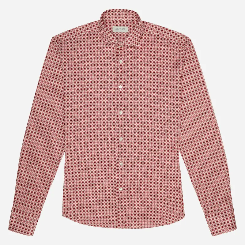 Camicia disegni a pois rosa cotone jersey doppio ritorto, collo stile collo francese aggiornato a punte corte miniatura 2