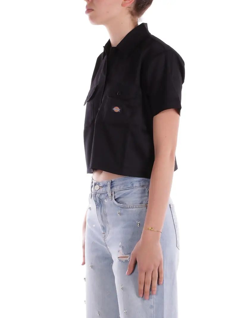 Camicia Donna DICKIES Black Work shirt cropped ss w white miniatura 2