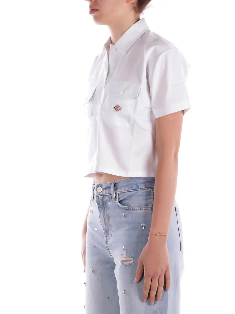 Camicia Donna DICKIES White Work shirt cropped ss w white miniatura 2