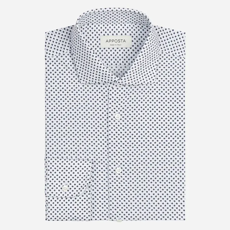 Camicia fantasie bianco cotone tessuto con armatura a tela, collo stile collo francese aggiornato a punte corte