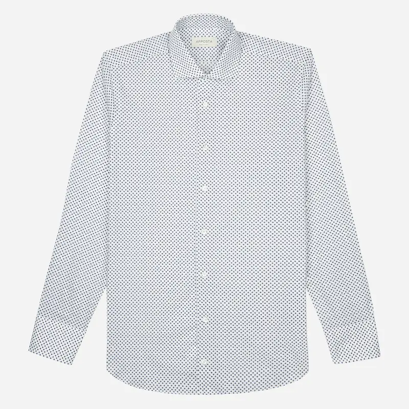 Camicia fantasie bianco cotone tessuto con armatura a tela, collo stile collo francese aggiornato a punte corte miniatura 2