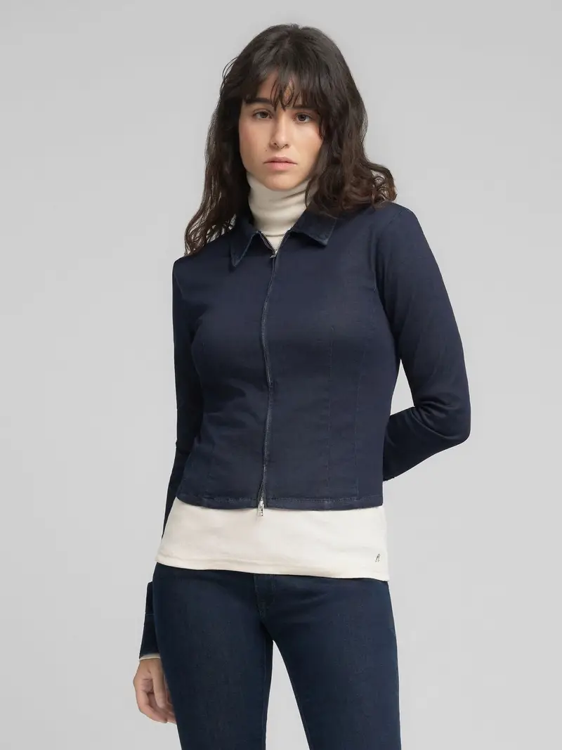Camicia Full-zip In Denim