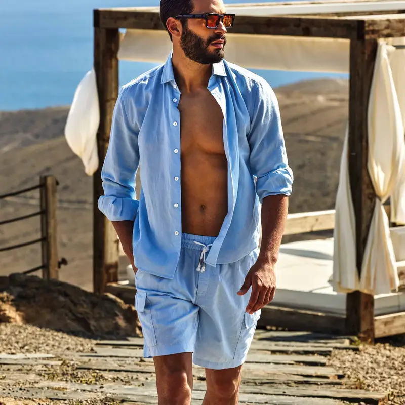 CAMICIA IN LINO LEON | Colore: Light Blu | Taglia: XXL