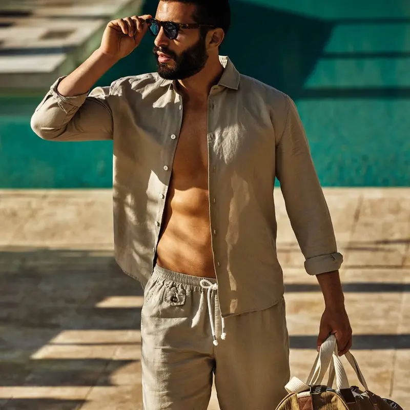 CAMICIA IN LINO LEON | Colore: Sabbia | Taglia: M