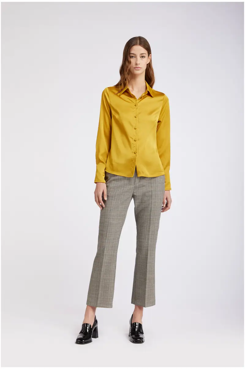 camicia in raso ocra