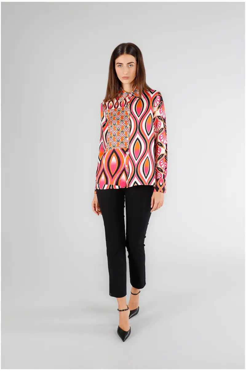 camicia in satin stampato foulard multicolors xs