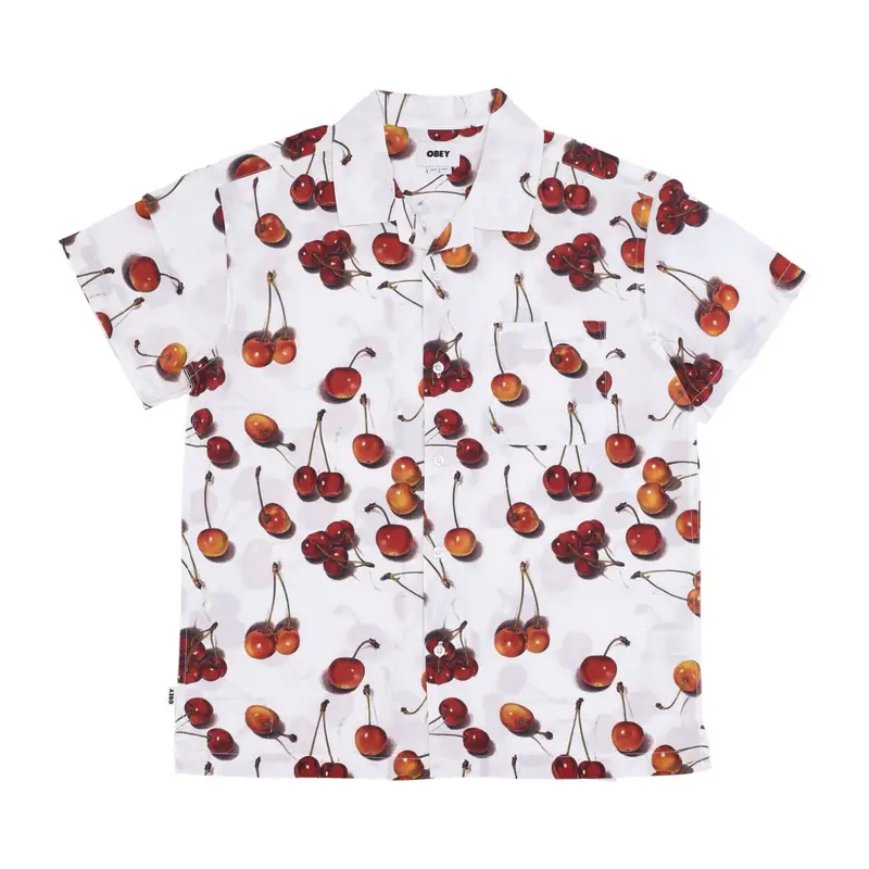 Camicia Manica Corta Uomo Bombed Woven White Multi