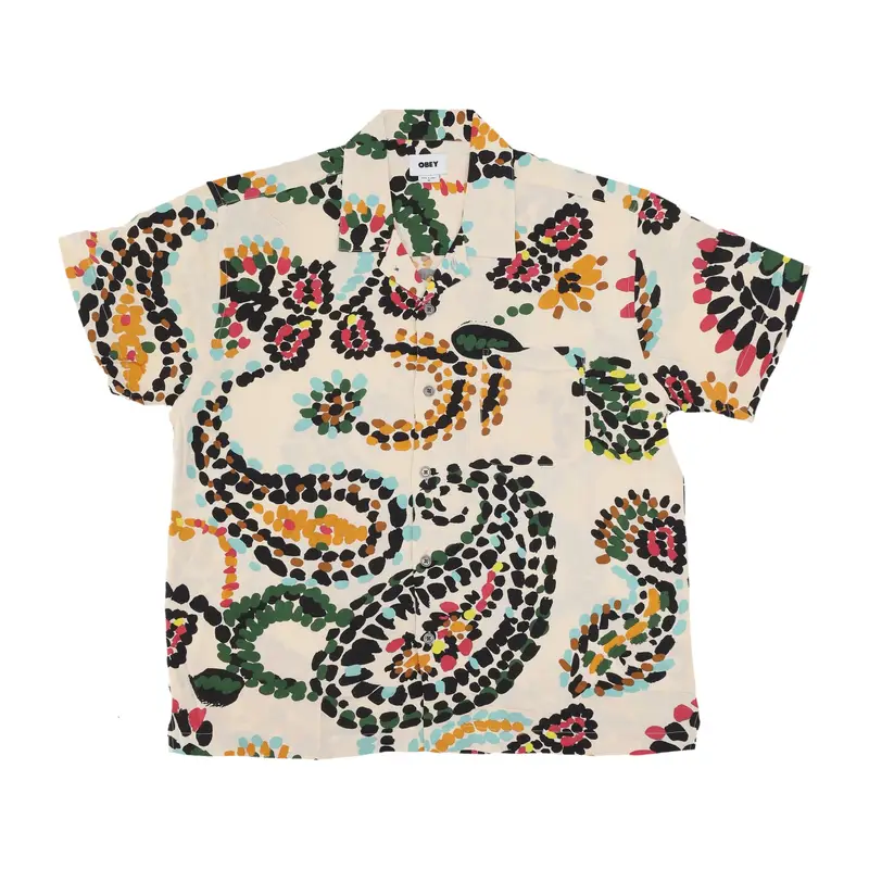 Camicia Manica Corta Uomo Paisley Dots Woven Shirt White Smoke Multi