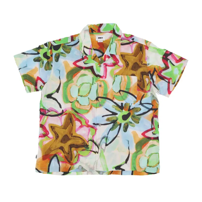 Camicia Manica Corta Uomo Requiem Woven Shirt Golden Brown Multi